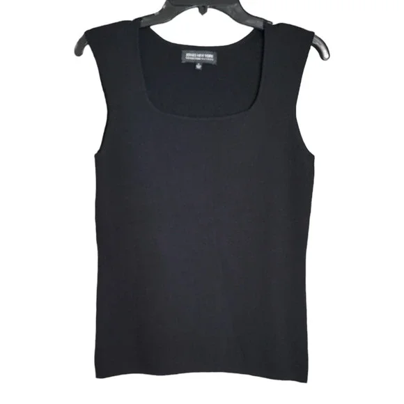 Jones New York Collection Platinum Sleeveless Black Ripped Top Size Large - Picture 2 of 7